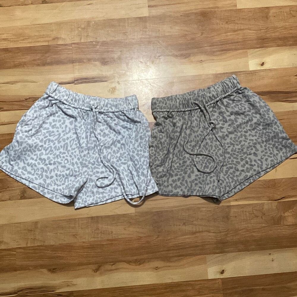 Oddy Leopard Print Drawstring Shorts Size Small Lot Of 2